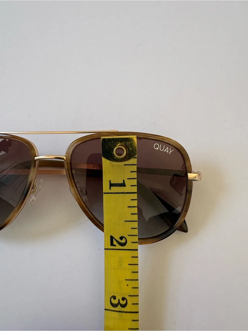 QUAY All In Aviator Sunglasses Tortoise Brown Cat 3 Rim Gold Double Bridge 56